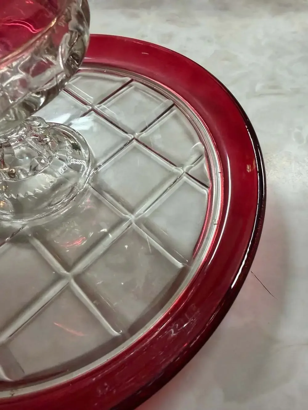 King's Crown Ruby/cranberry Flashed Flat Iced Tea Glass Vintage Tiffin Francisca